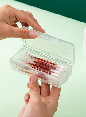 创可贴收纳盒碘伏棉签药盒便携出差棉棒防尘迷你长条透明小盒子