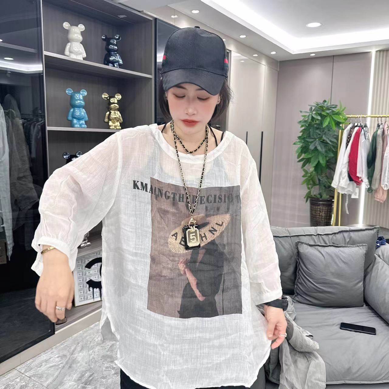 春姐精选：时尚新款女装夏季薄款防晒美女苎麻大衫3201