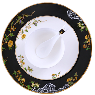 骨瓷中式高端平盘摆台餐具骨碟垫盘陶瓷酒店碟子摆台会所酒店公司