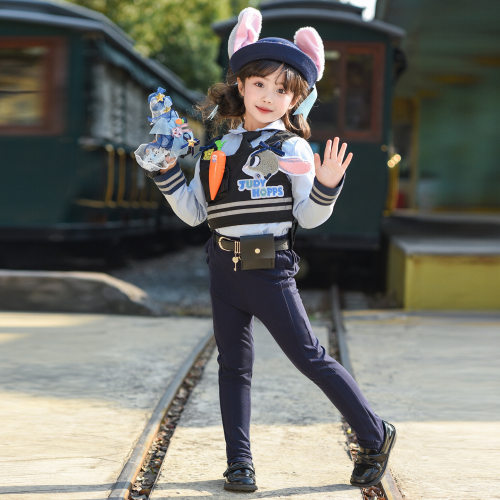 疯狂动物城万圣节cosplay套装儿童女童兔子警官朱迪cos衣服表演服