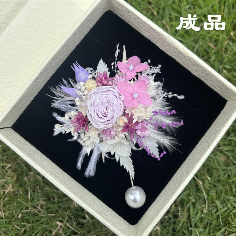 高级成品永生花胸针纯手工制作配学士服毕业季专属户外摆拍道具图片