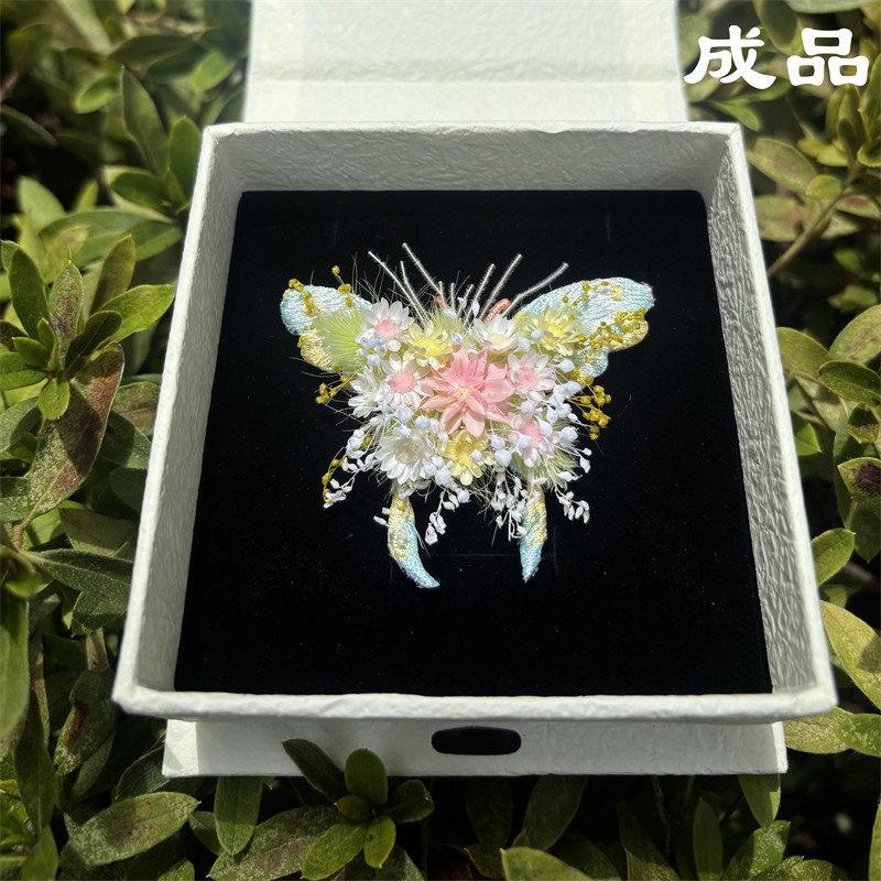 永生花戒指原创成品蝴蝶款胸花户外婚礼情侣对戒创意小众设计指环图片