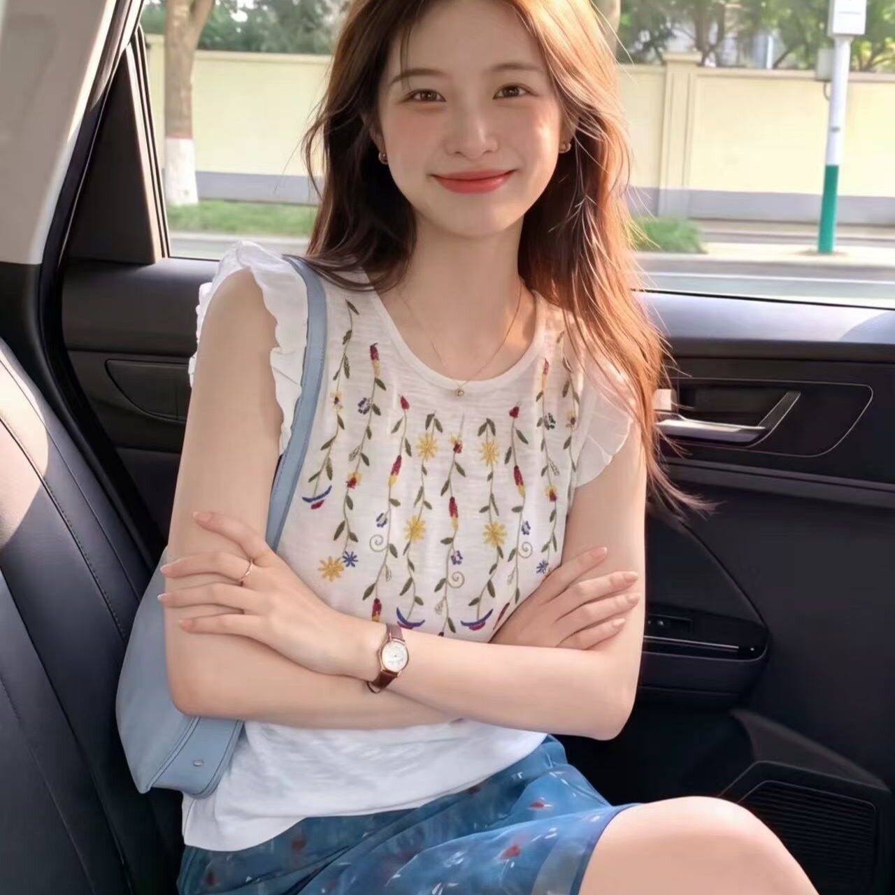 复古民族风碎花刺绣针织背心女夏