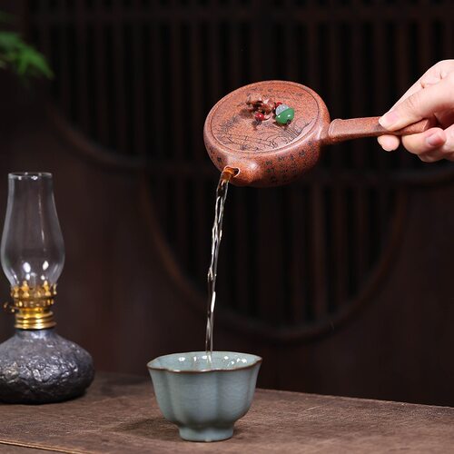 宜兴紫砂壶公道杯手工分茶器侧把竹节手抓壶茶道配件茶具茶玩