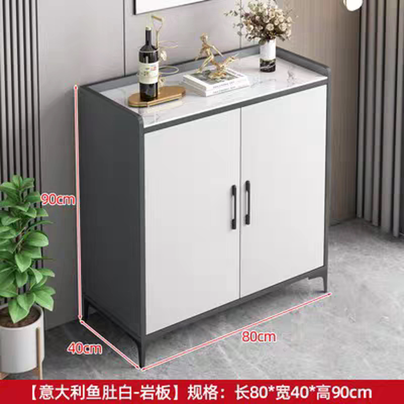 奶油风岩板储物柜办公室家用茶吧机咖啡机茶桌边柜下置水桶多新款