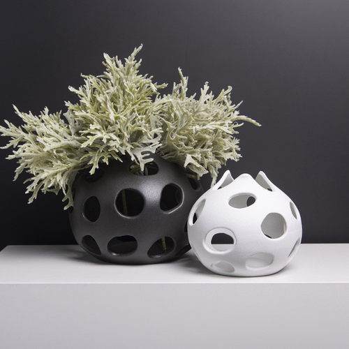 热销现代简约烛台花器餐厅色陶瓷摆件家居样板间别墅黑白桌面软装
