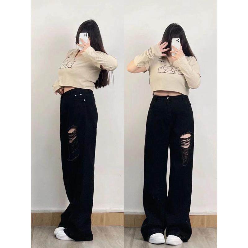 300斤特大码女松紧腰宽松胖mm设计感破洞直筒阔腿,女装/女士精品,大码裤装,淘宝优惠券,粉丝福利购,淘宝优惠卷