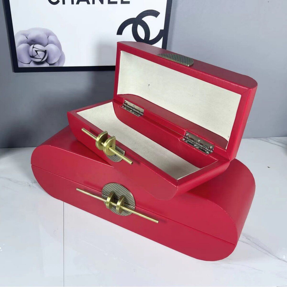 新中式木质皮革首饰收纳盒摆件样板间居衣帽间储物盒桌面装饰品,包装,首饰包装,淘宝优惠券,粉丝福利购,淘宝优惠卷