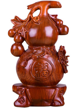 花梨实木质雕刻葫芦摆件大号红木送礼客厅玄关装饰工艺品乔迁家居