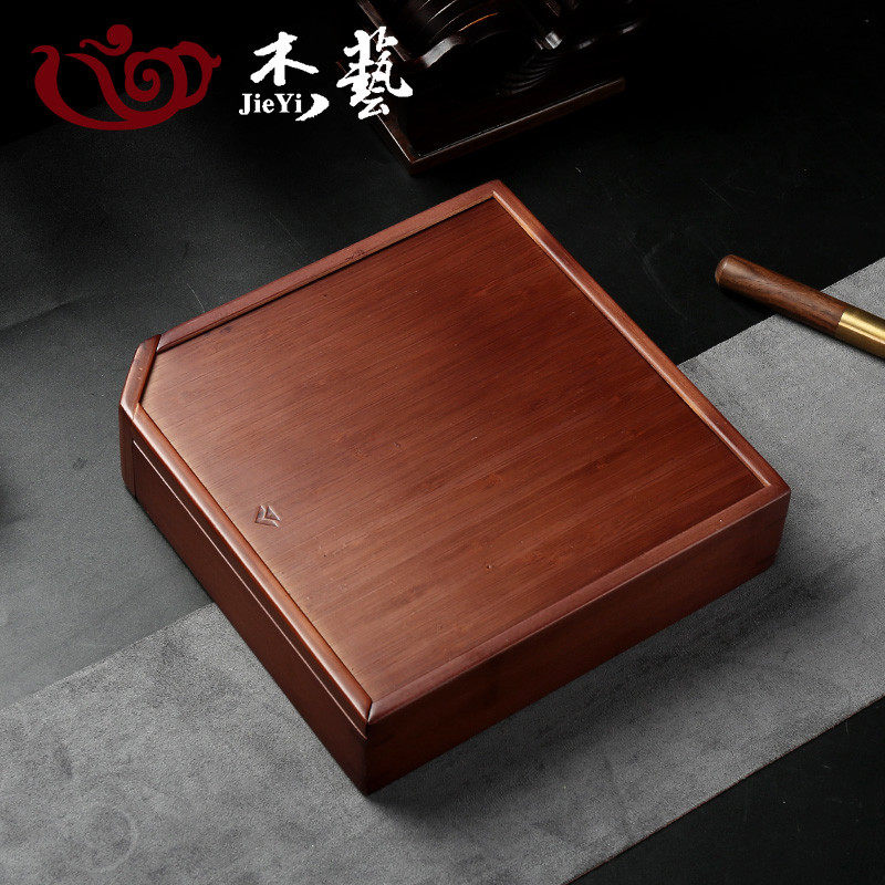 普洱茶收纳盒单层抽屉式茶饼架子工具竹制分茶盘茶仓功夫茶道配件