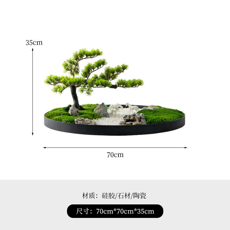 艺式仿真微景观大圆桌中间转盘装饰花艺酒店餐桌摆花中贝绿植摆件