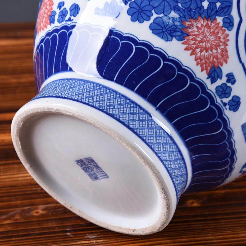 景德镇陶瓷摆件仿古釉里红客厅大罐花瓶中式家居青花瓷插花装饰品