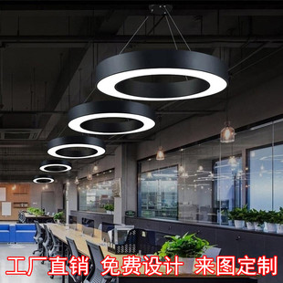 圆形圆环吊灯超市健身房圆圈灯办公室店铺大堂工业风工程环形吊灯