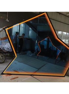 公司背景墙发光字吧台写字台霓虹灯3d深渊镜千层熊广告酒吧墙墙体