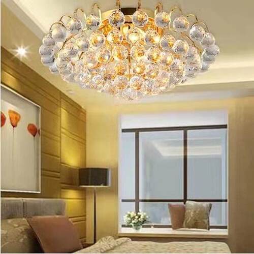 水晶吸顶灯金色客厅灯圆形金铬过道灯卧室灯led玄关色吸顶灯83010