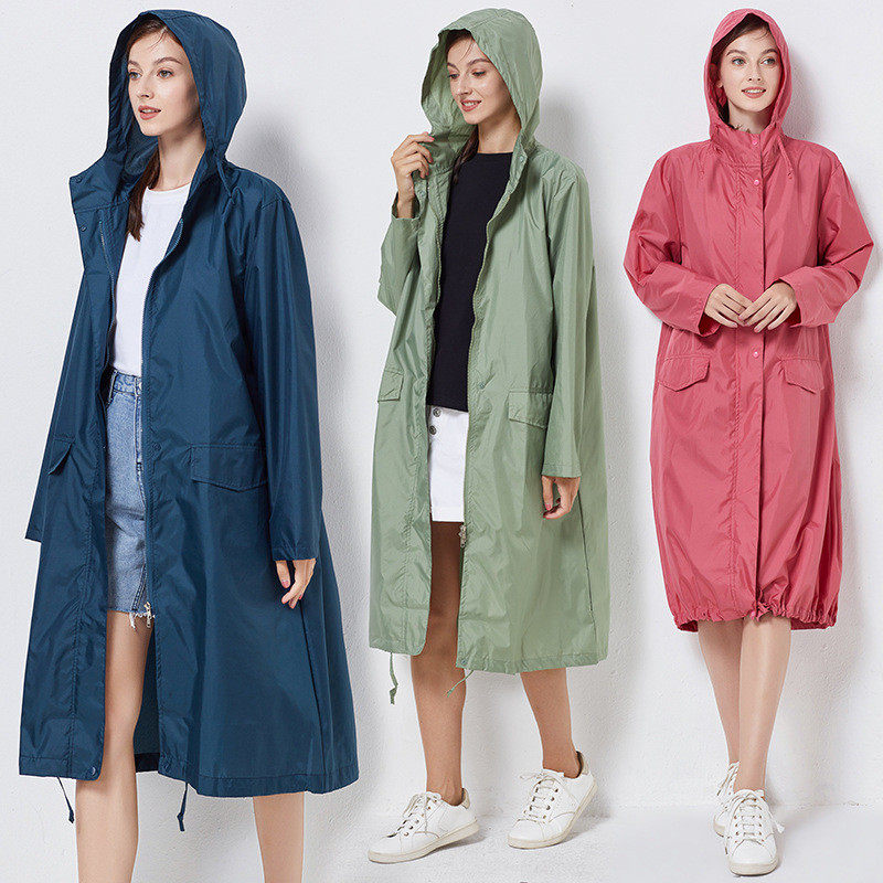 新款时尚成人男女风衣式雨衣中长款防风雨户外徒步旅行薄款雨披潮