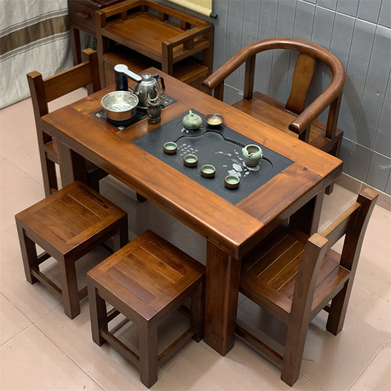 老船木茶桌茶具套装茶桌椅组合阳台小户型茶几客厅简约实木茶台
