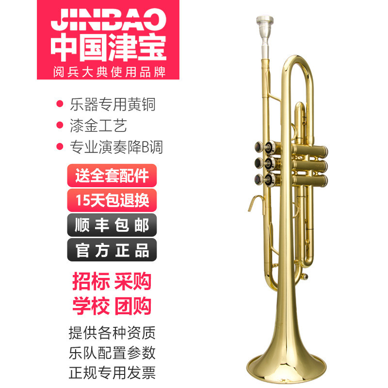 津宝专业小号乐器初学者演奏级儿童成人降B调漆金PTR-050管弦乐器