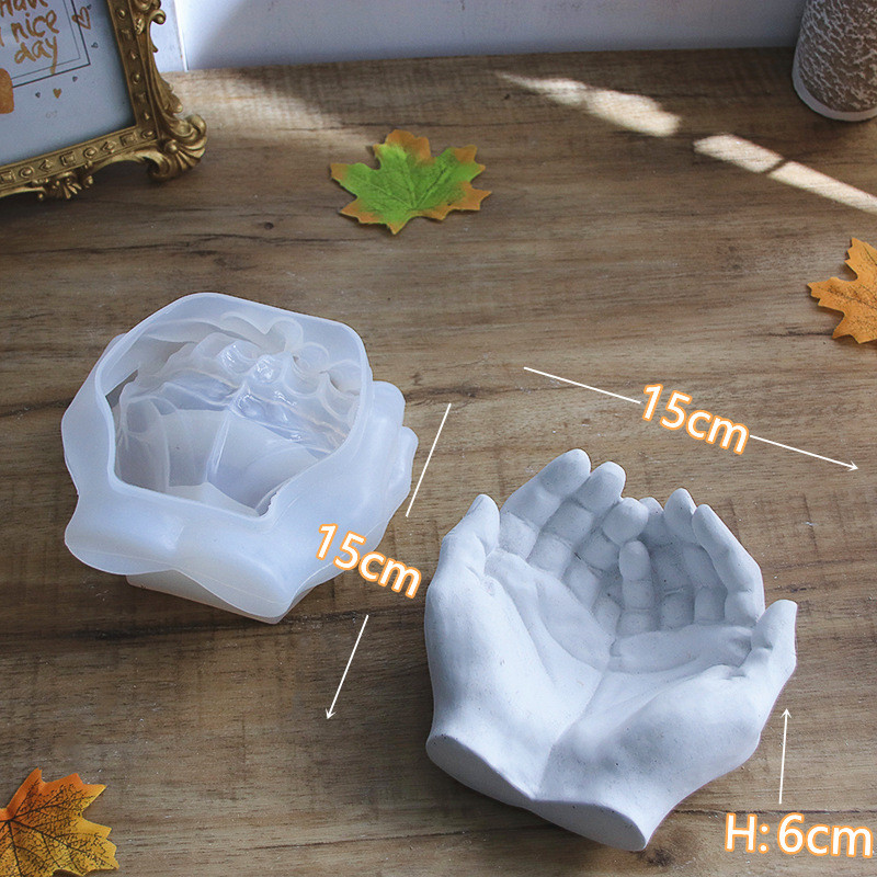 5zv7批发3d手模矽胶模具混凝土托盘形状水泥花盆首饰托盘石膏烟灰