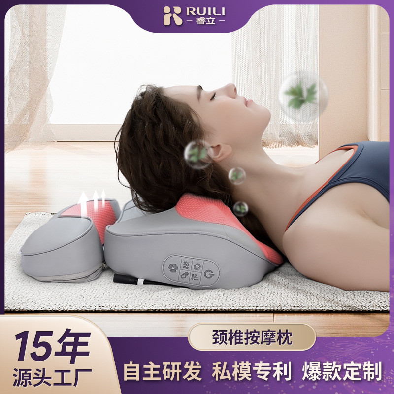 颈椎按摩枕加热按摩仪腰部气囊腰椎颈部家用揉捏按摩器肩颈按摩枕
