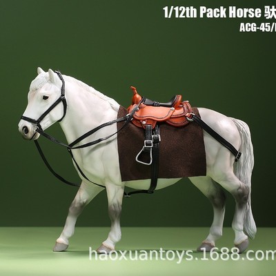 热销批发1/12比例驮马acg-45仿真静态可摆件动物模型搭配6寸人偶