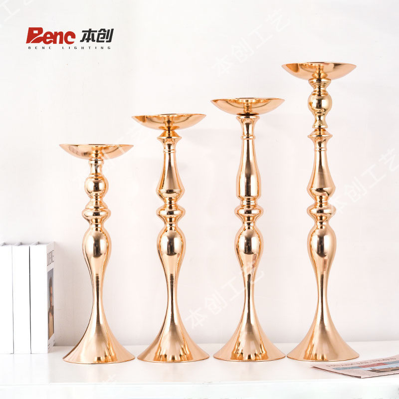 舞台装饰新款婚庆道具路引酒店电镀花器花瓶摆件欧式铁艺装饰用品