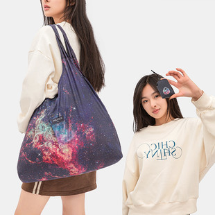 大容量折叠休闲环保购物袋 超小收纳单肩超轻薄旅行尼龙皮肤包新