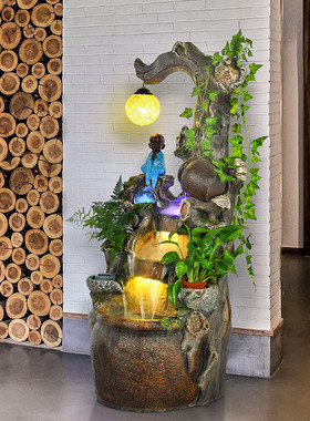 热销田园流水喷泉水景落地客厅室内花园主题餐厅创意家居落地摆件