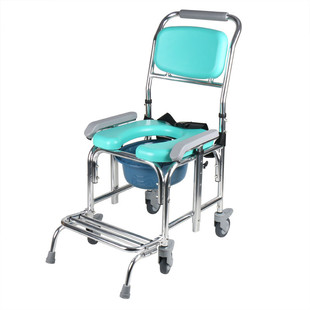 fzk+富士康坐便椅带轮防前倾洗澡椅铝合金老人厕所凳