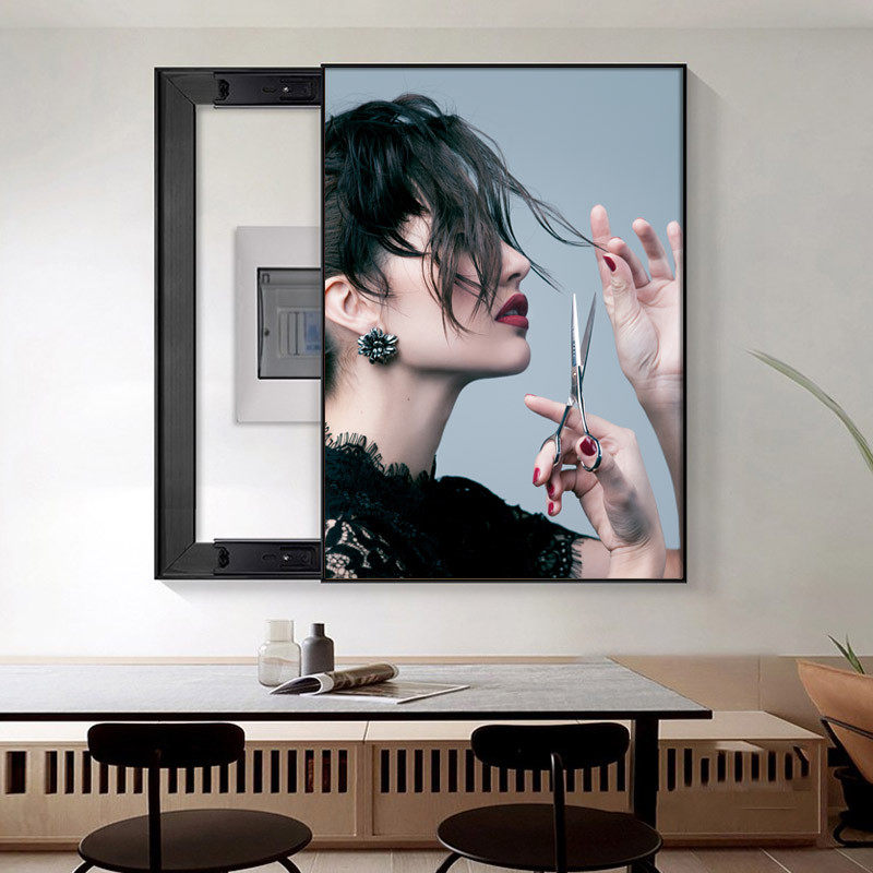美发店理发店墙面壁画网红发型电表箱装饰画遮挡盒弱电总开关挂画,家居饰品,现代装饰画,淘宝优惠券,粉丝福利购,淘宝优惠卷