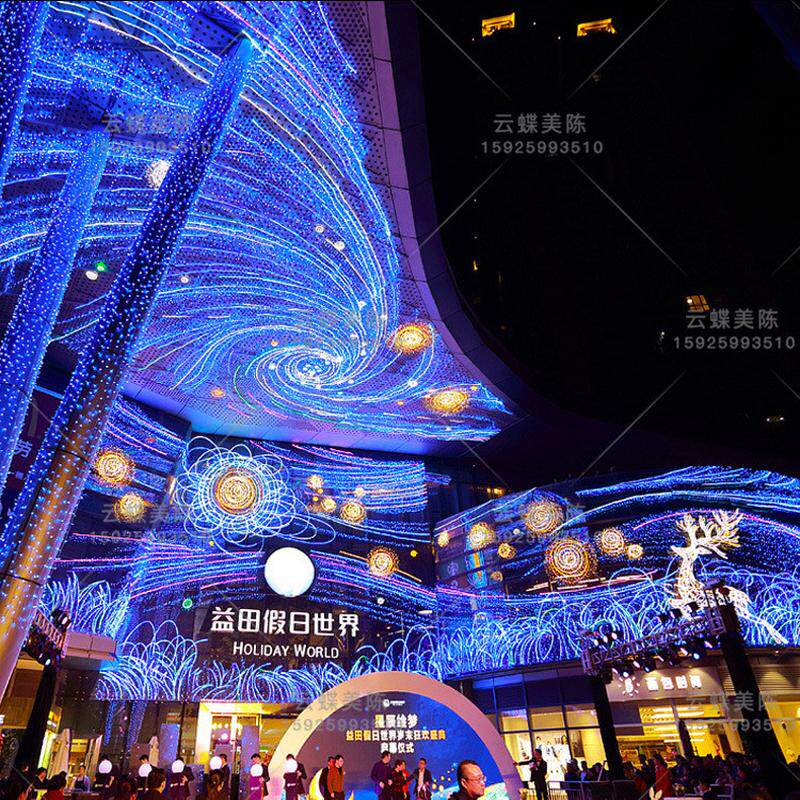 户外大型商场天幕墙面灯饰画梵高星空河高级抽象led灯饰画图案