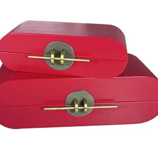 新中式木质皮革首饰收纳盒摆件样板间居衣帽间储物盒桌面装饰品