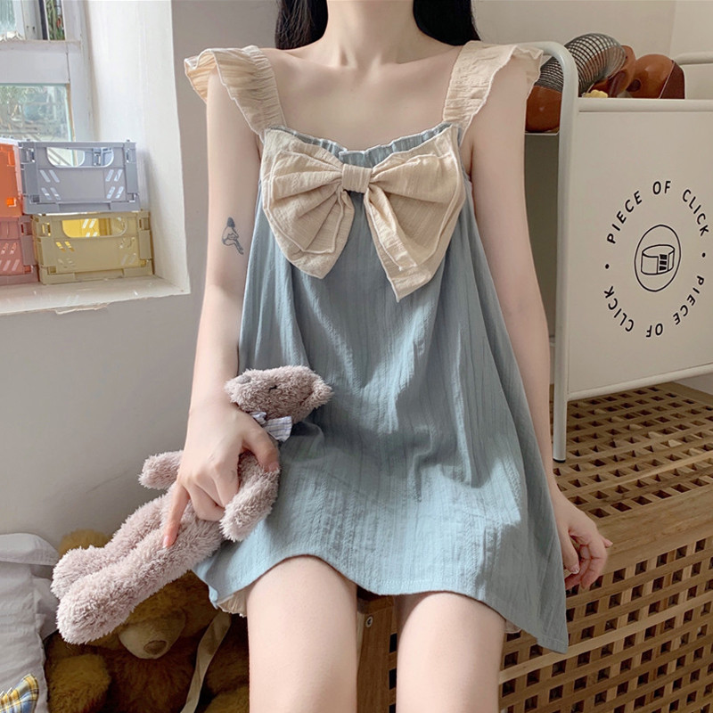 新品2025年新款睡衣女夏纯棉纯欲风吊带两件套无袖背心宽松家居服