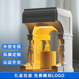 台灯轻奢融蜡灯石膏水泥圣殿复古香薰灯小夜灯蜡烛ins风床头卧室