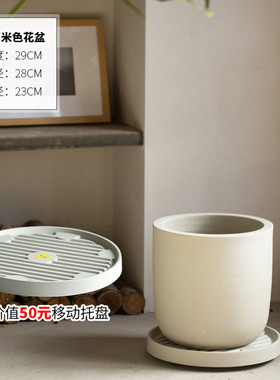 景德镇手工陶瓷落地花盆龟背竹绿植盆高级感大口径种植盆橡皮树盆