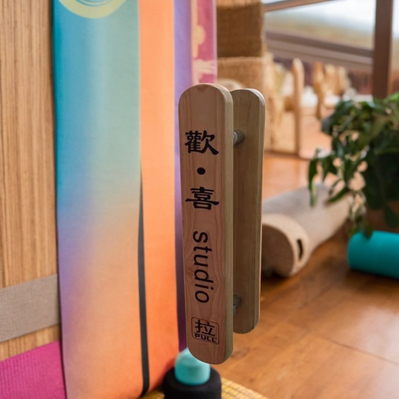 玻璃拉手实木原木推拉玻璃门手把中式标识字店铺门广告裝饰门拉手