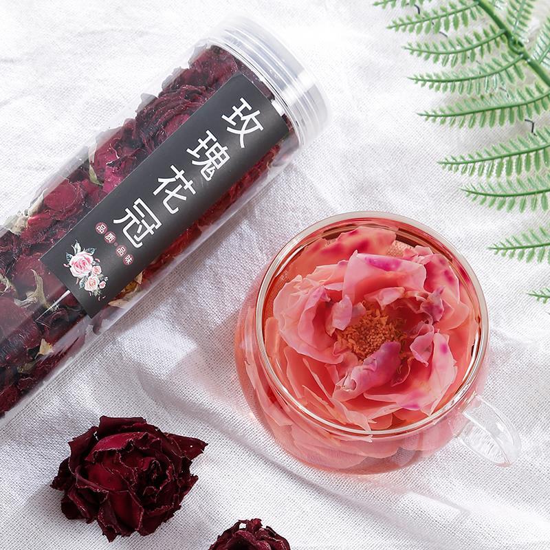 徽锄头玫瑰花冠茶大朵玫瑰茶花冠25g罐装干玫瑰花草茶正品旗舰店
