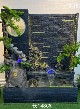 公司客厅创意店铺形象墙水幕墙现代简约景观流水摆件开业商务礼品