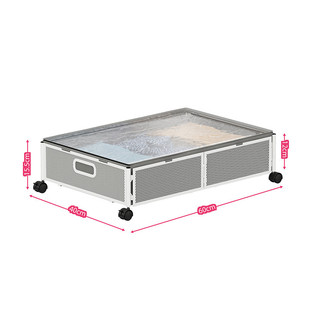 床下带盖置物架金属布套鞋折叠式衣服抽拉收纳箱带滑轮移动储物盒