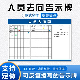 人员去向牌定制公司车间生产工作动态展示看板磁吸排班表出勤登记