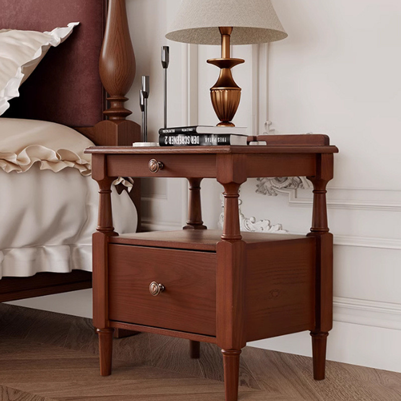 热销法式大司马中古白蜡木小床头柜主卧室40公分宽全实木床头收纳