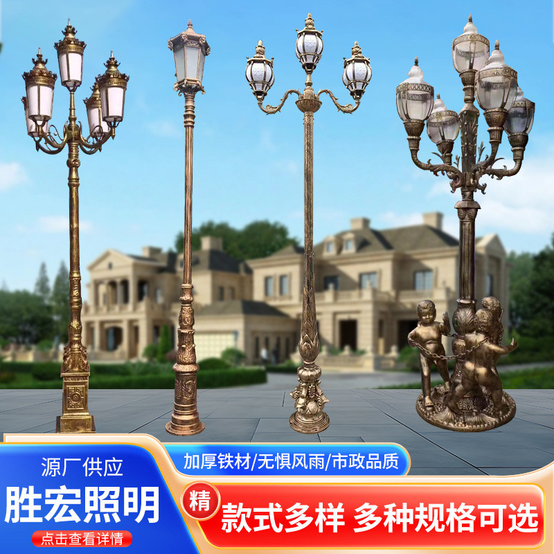 加工LED欧式庭院灯户外小区公园花园林高杆路灯双头市电欧式庭院