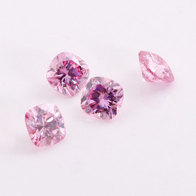 热销肥裸石粉色莫桑方2*2-7*7mm银托金托主石配件正方形莫桑石