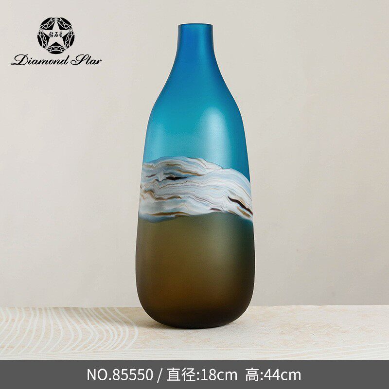 新中式国潮颜玻璃花瓶样板房客厅创意高风值插花器装饰摆件批发