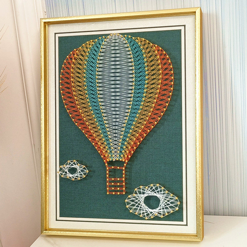 热气球 钉子绕线画 diy材料或成品 弦丝缠绕画 手工作业 团建活动,家居饰品,DIY/数字油画,淘宝优惠券,粉丝福利购,淘宝优惠卷