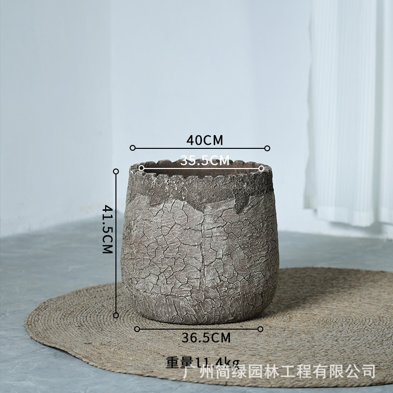 镁泥花盆商场现代艺术客厅欧美室内外落地复古清新大号水泥绿植盆