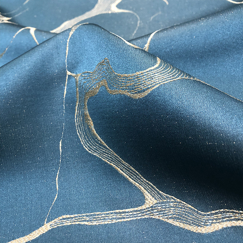 现货批发2.9米宽幅高经密轻奢浮雕新得大理石纹金丝提花提花面料