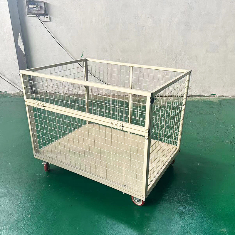 车间物流搬运车快递超市网格手推车仓库推车静音带围栏拉货周转车