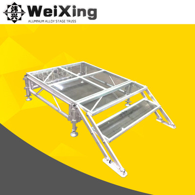 婚庆活动演出舞台架T台钢化镜面透明玻璃拼装升降铝合金舞台