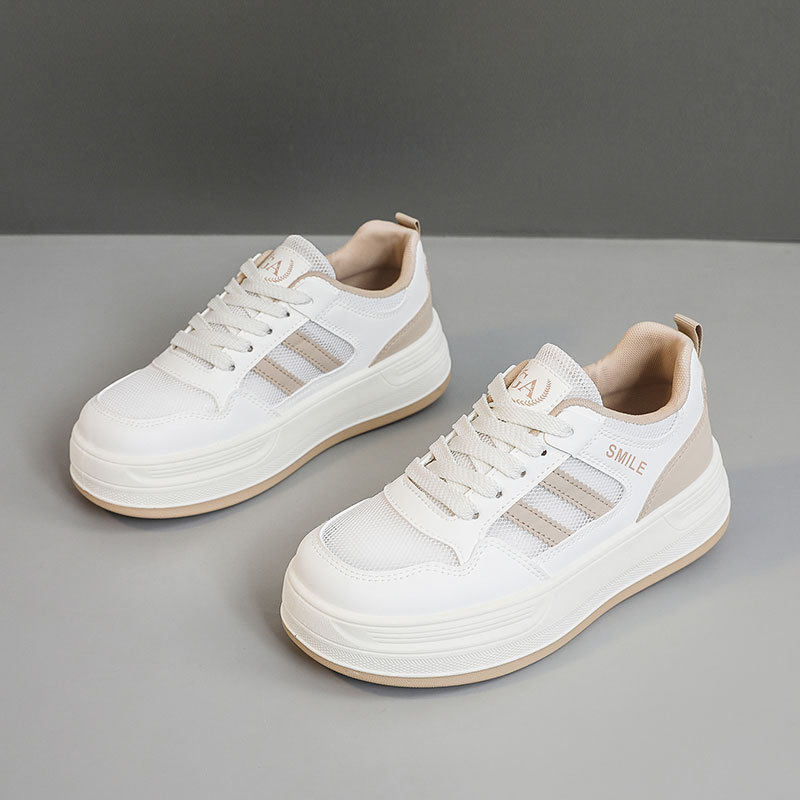 新款透气小白鞋2025春秋季增高耐磨薄底韩版板鞋休闲学院潮,女鞋,德训鞋,淘宝优惠券,粉丝福利购,淘宝优惠卷